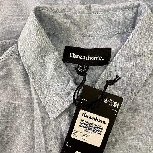 Threadbare Men's Azlan Sky Blue Embroidered Short Sleeve Shirt - Size Medium NWT - Picture 2 of 5